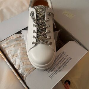 Yellow Box Women's White Sneakers with Glitter Details